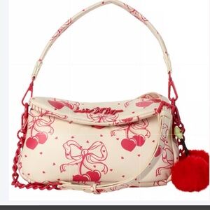 NWT Luv Betsey by Betsey Johnson Coral Cherry Flap Shoulder Bag